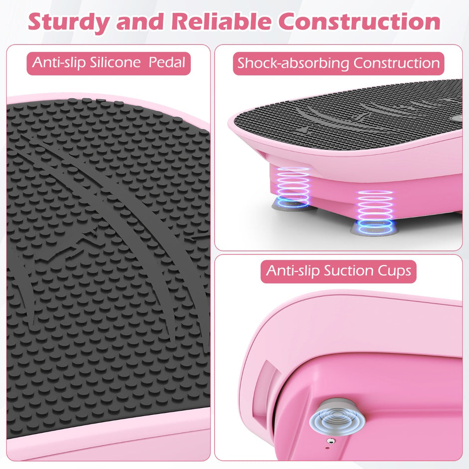 Vibrationsplatta – med Hastighetsnivåer och Fjärrkontroll Vibrationstränare LED Display – 10 – Rosa
