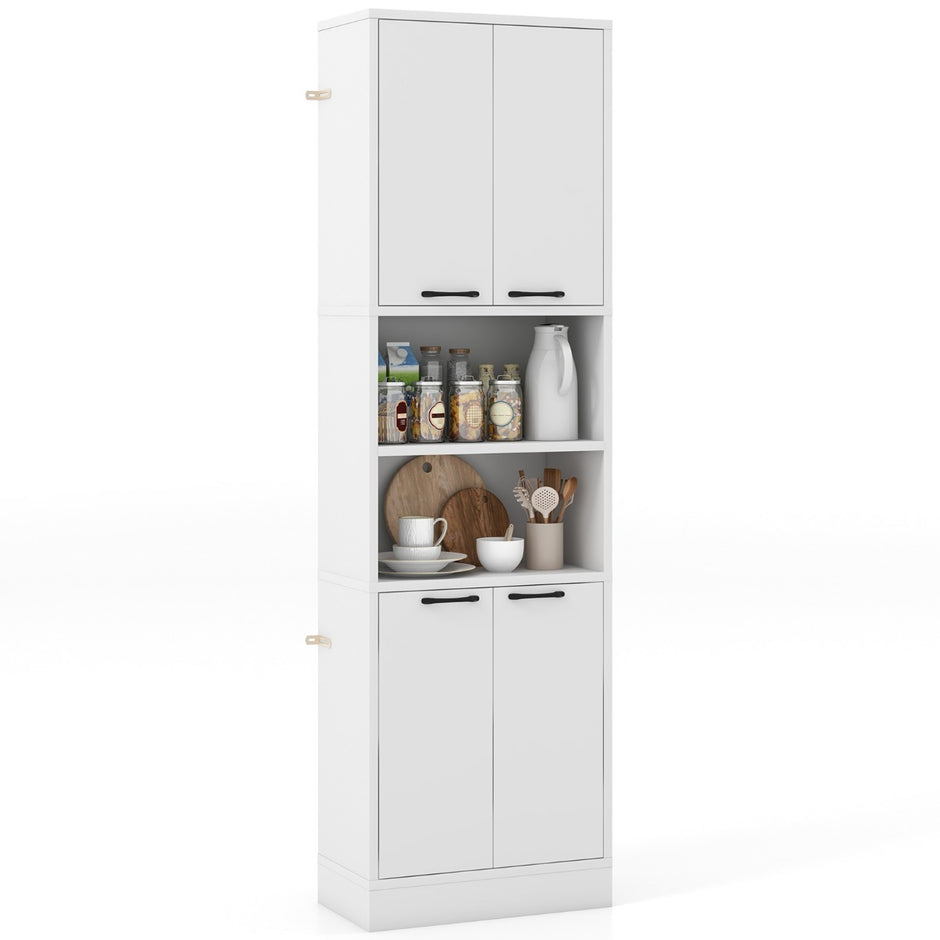 Högt – köksskåp med dörrar och hyllor Skänk Högskåp – 56 x 30 x 190 cm – Vit