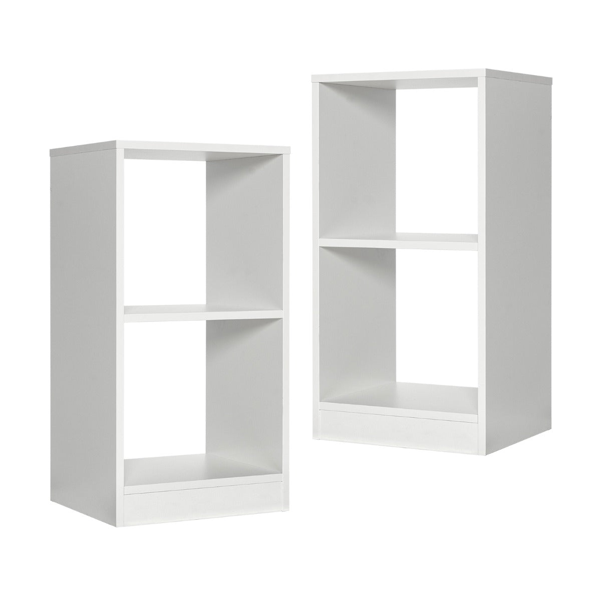 Set – med bokhyllor i trä nivåer och anti lutningsskydd – 2 2 38 x 33 x 72,5 cm – Vit