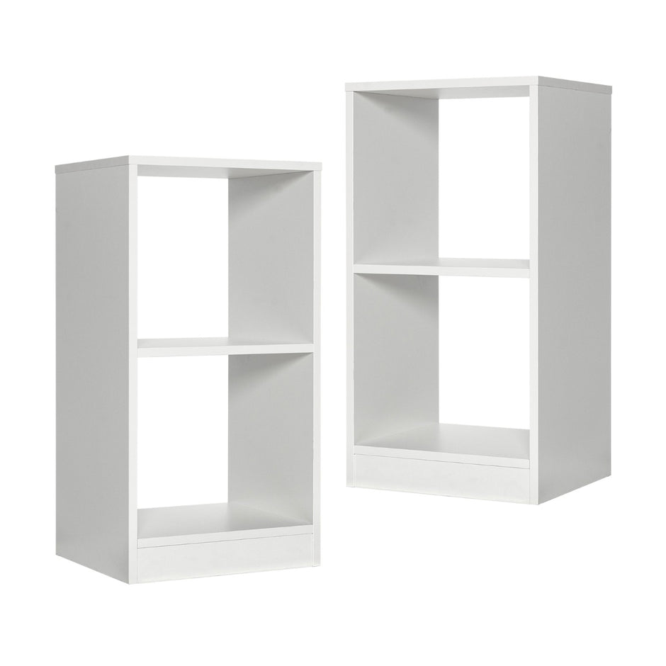 Set – med bokhyllor i trä nivåer och anti lutningsskydd – 2 2 38 x 33 x 72,5 cm – Vit