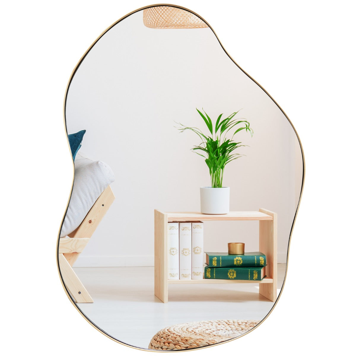 Asymmetrisk – väggspegel med premium bakpanel Oregelbundet formad – 78 x 56,5 cm – Svart