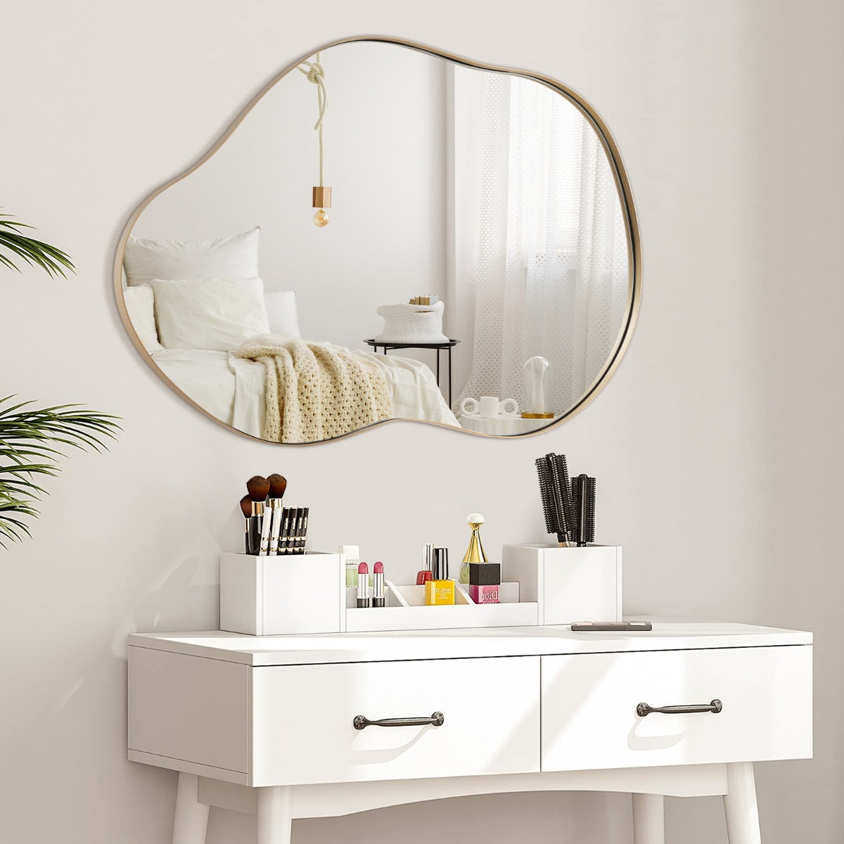 Asymmetrisk – väggspegel med premium bakpanel Oregelbundet formad – 78 x 56,5 cm – Svart