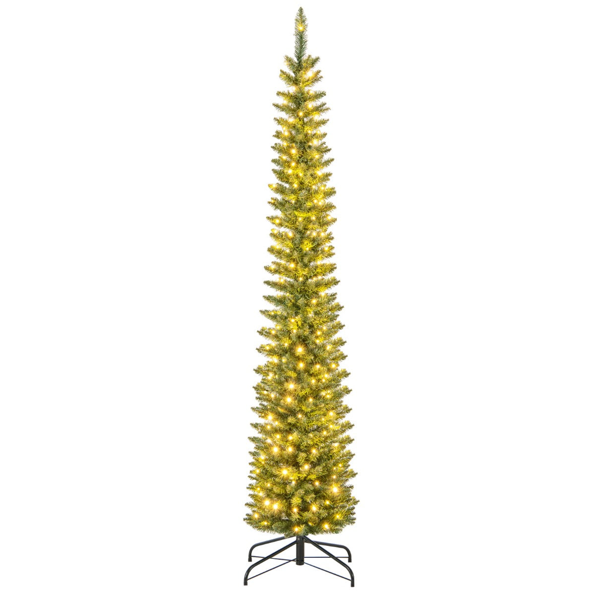 Konstgjord – julgran med LED ljus Smal Upplyst festgran – 210 cm – Grön