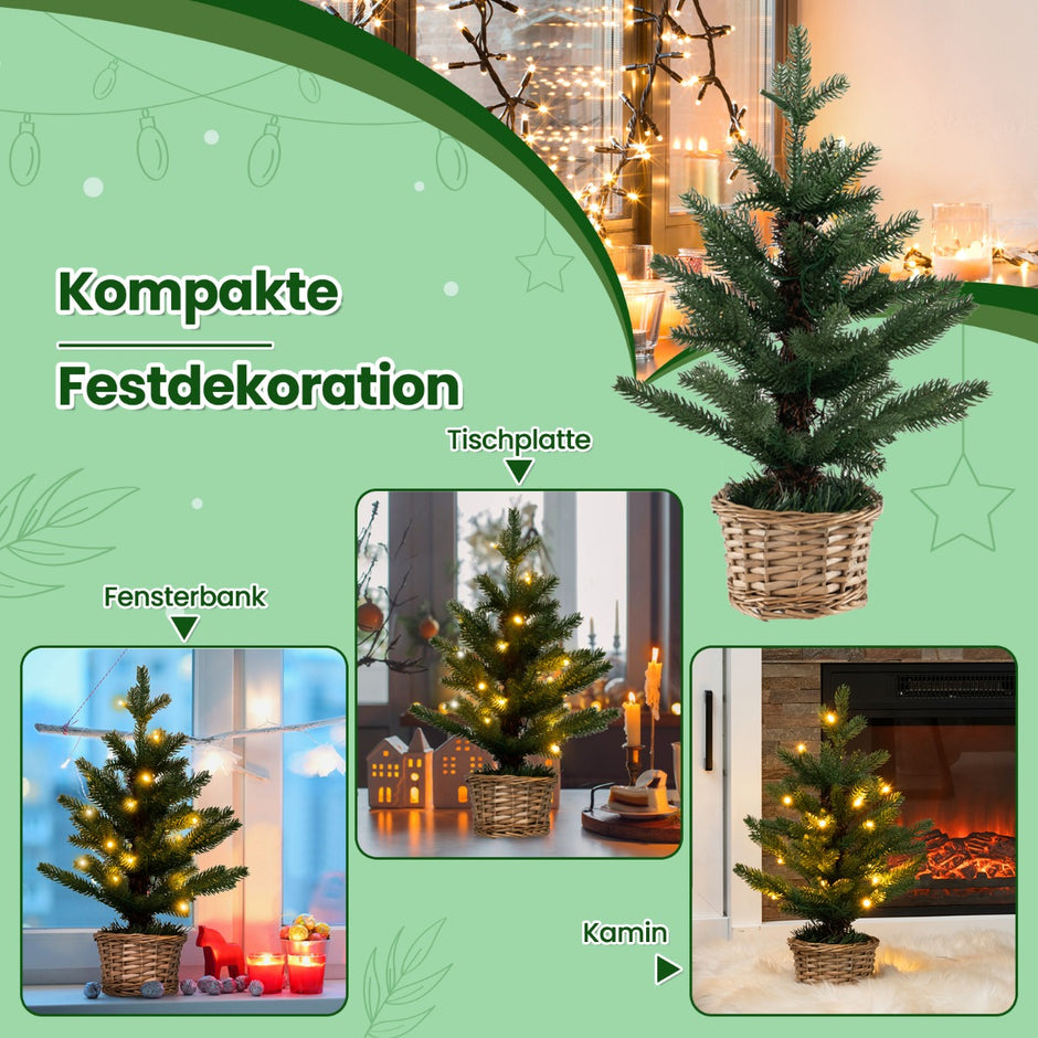 Liten – julgran upplyst för hemmakontoret – 48 cm – Grön