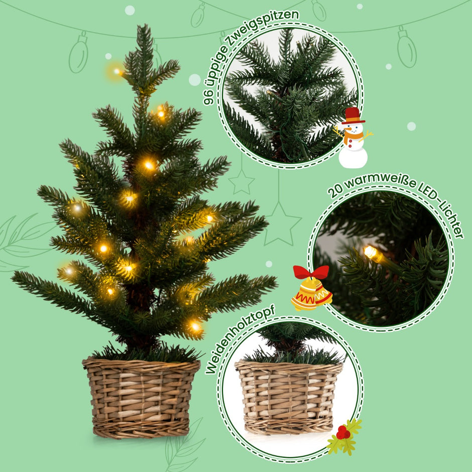 Liten – julgran upplyst för hemmakontoret – 48 cm – Grön