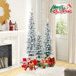 Set – med konstgjorda julgranar snö och metallbas + – 3 90 120 150 cm – Grön och vit