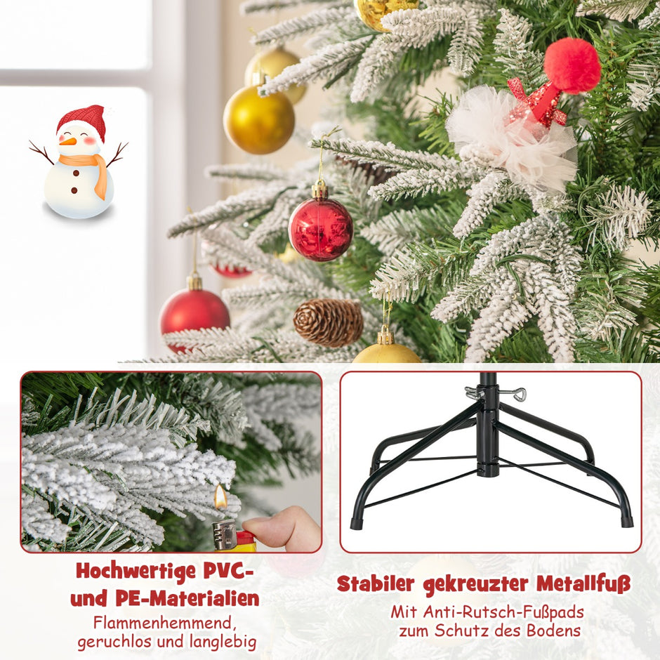 Hög – upplyst julgran snötäckt med gångjärnsstruktur – 190 cm – Grön