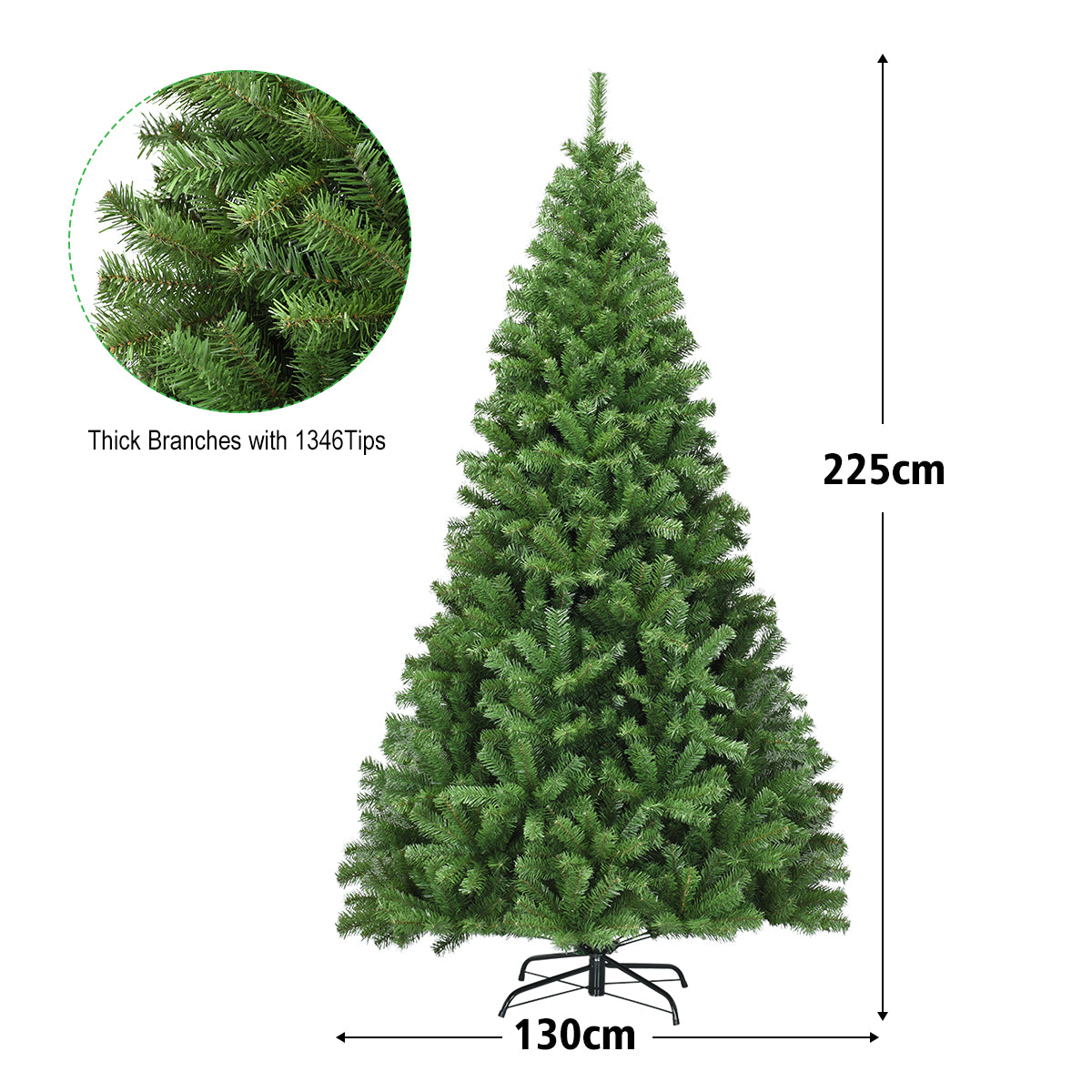 Julgran – Konstgjord med viksystem Tips PVC – 225 cm 1346 – Grön