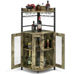 Vinskåp – Industriell barskåp med glashållare Köksskåp Hörn – 48 x 48 x 130 cm – Rustik brun