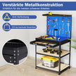 Arbetsbänk – lastkapacitet arbetsbord med perforerad vägg och lådor hyllor – 81 x 41 cm 225 kg – Blå