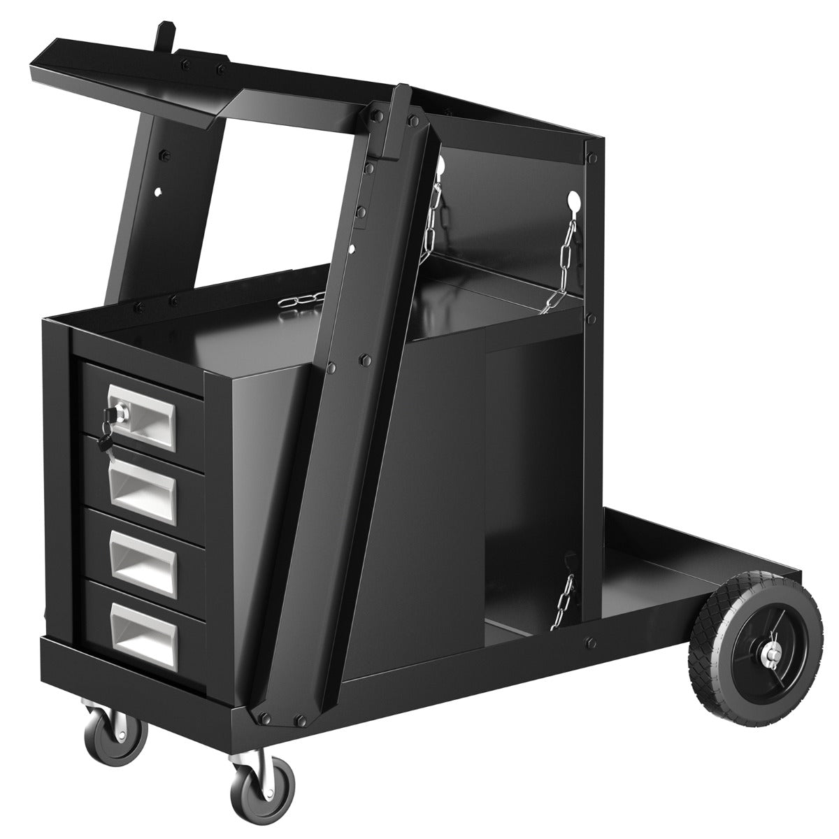 Svetsvagn – med lådor och gasflaskhållare – 4 71 x 38 x 71 cm – Svart