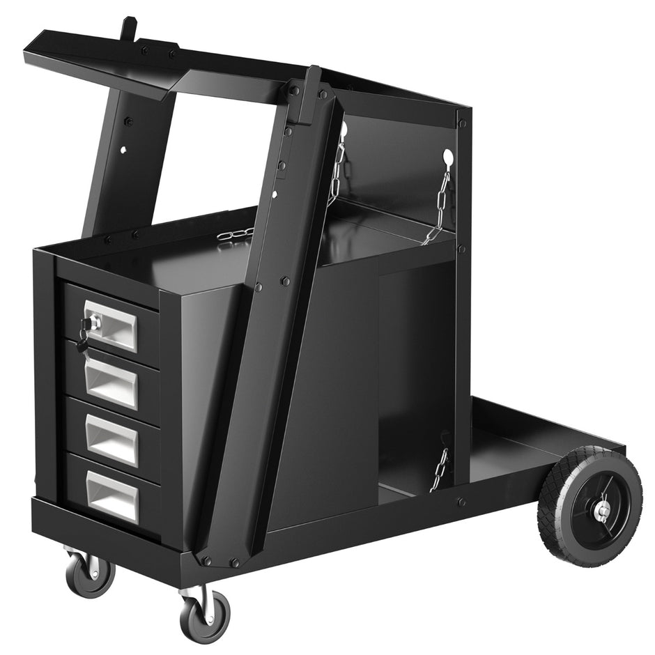 Svetsvagn – med lådor och gasflaskhållare – 4 71 x 38 x 71 cm – Svart